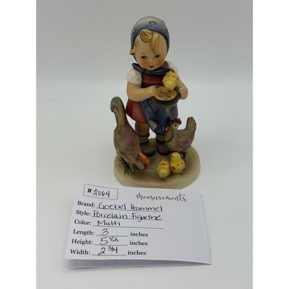 Vtg. Goebel Hummel "Feeding Time Girls With Chickens" Porcelain Germany Figurine - Picture 7 of 7